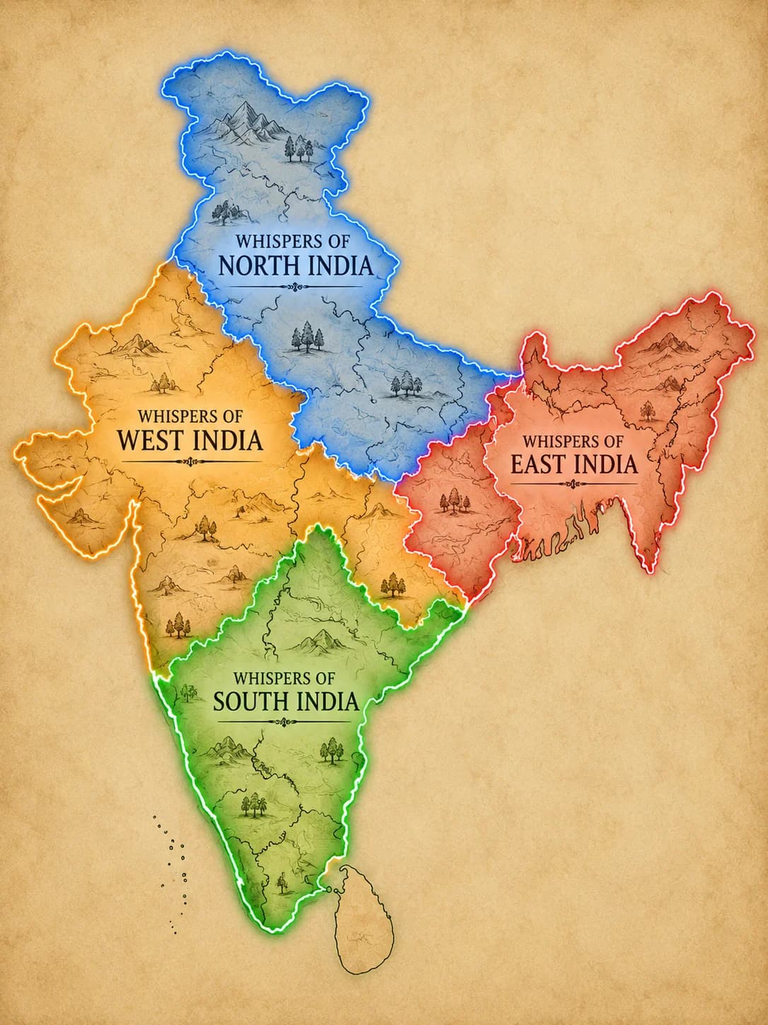 Whispers of India regional map overview