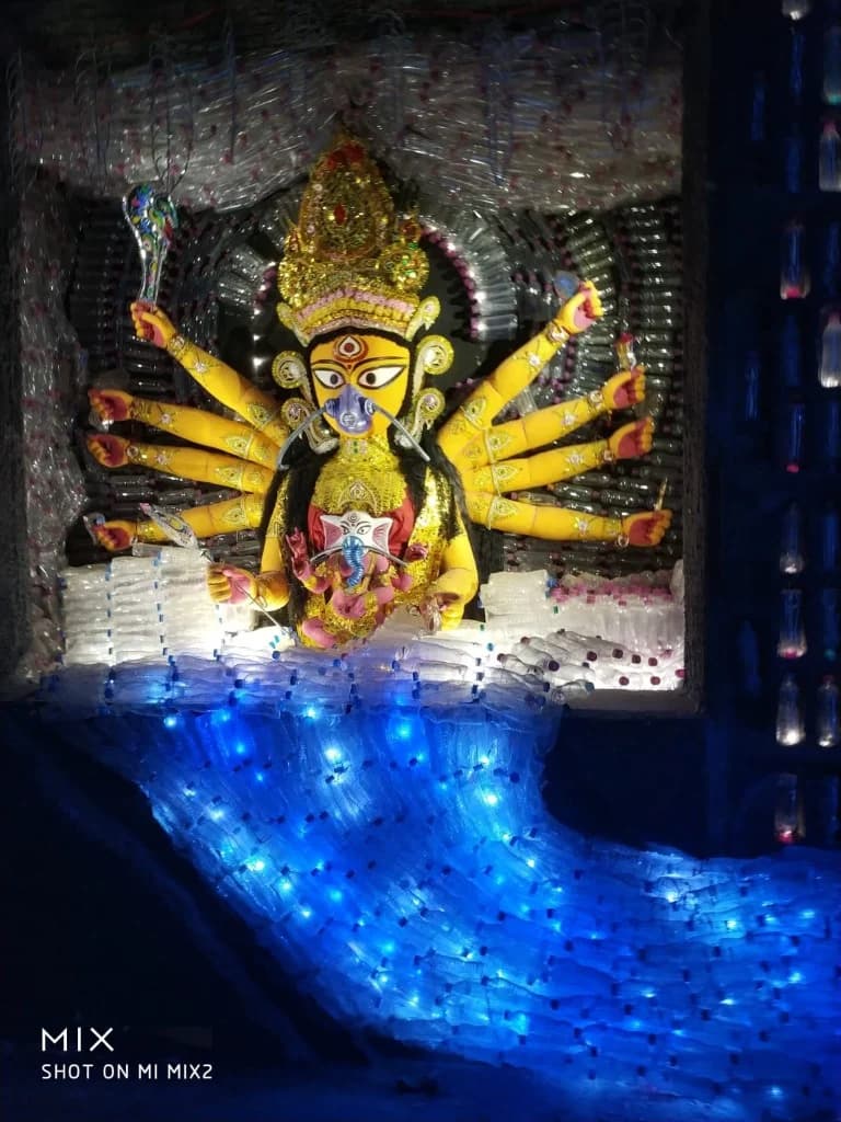 Durga Puja: Celebrating the Environment Through Art - Recycled Plastic Bottles Idol