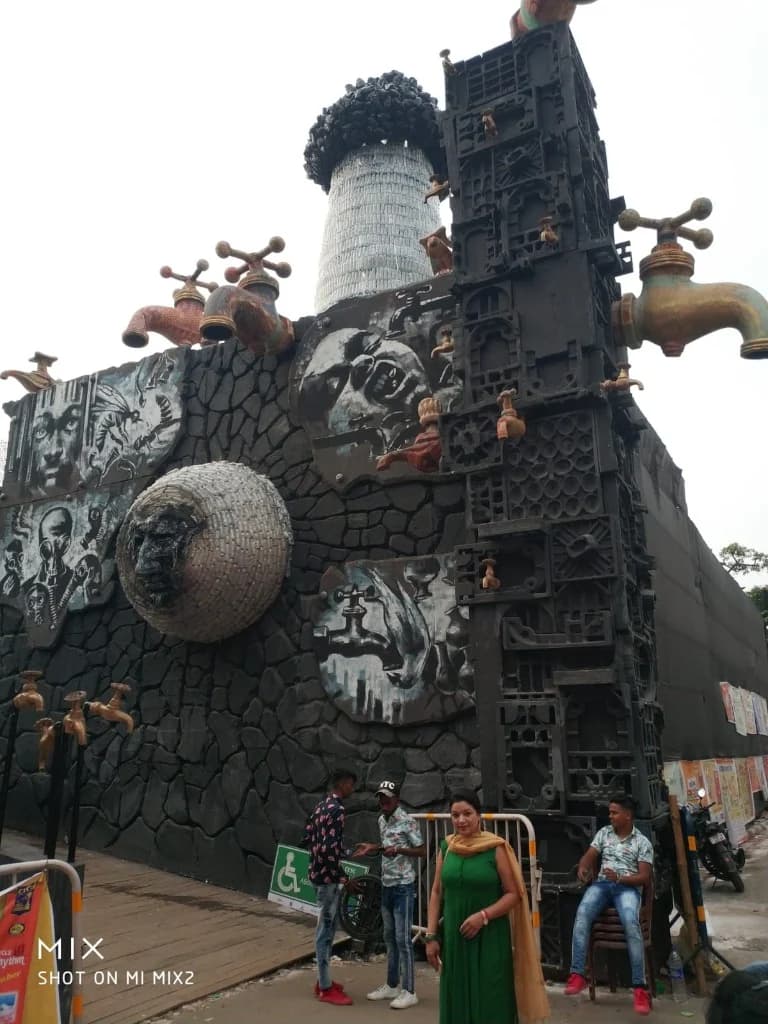 Water Conservation Pandal Exterior Facade with Giant Taps Kolkata