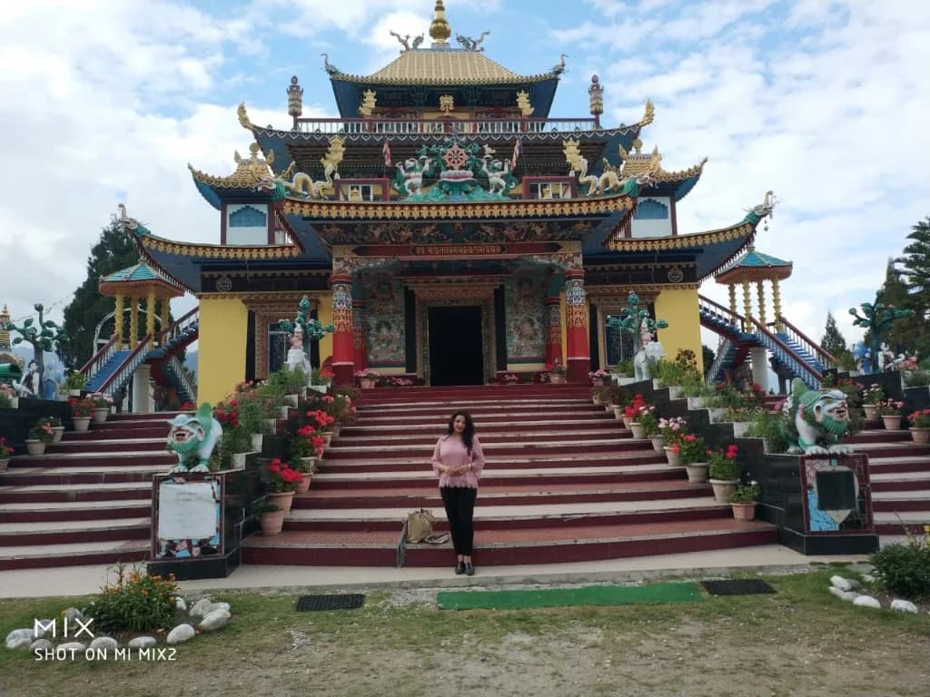 Multi-tiered pagoda facade of Chillipam Monastery near Rupa village