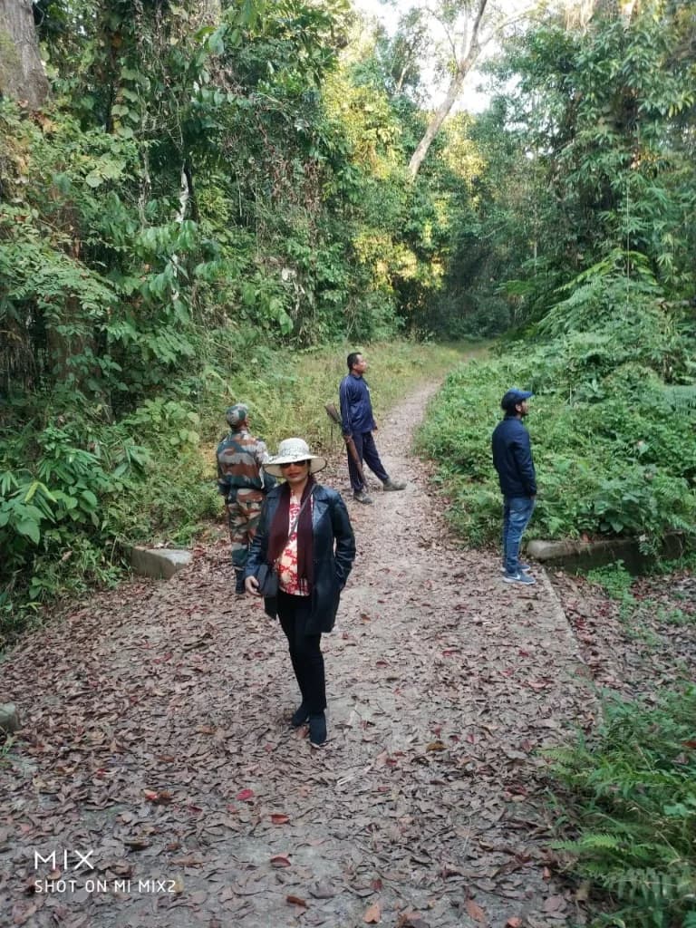 Trekking trail inside Hollongapar Gibbon Sanctuary with forest guard
