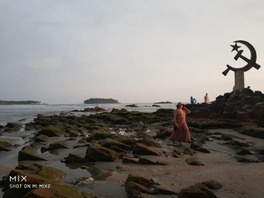 Sickle and Hammer monument at Muzhappilangad Beach in Kannur