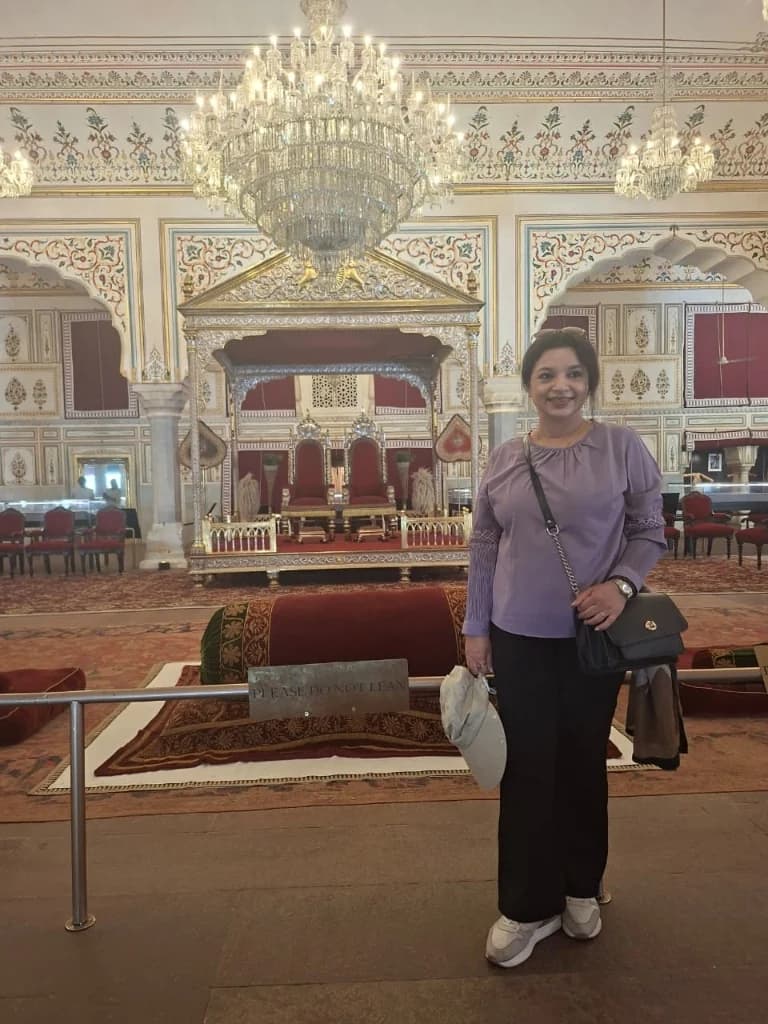 Royal portrait displayed in the Durbar Hall of City Palace