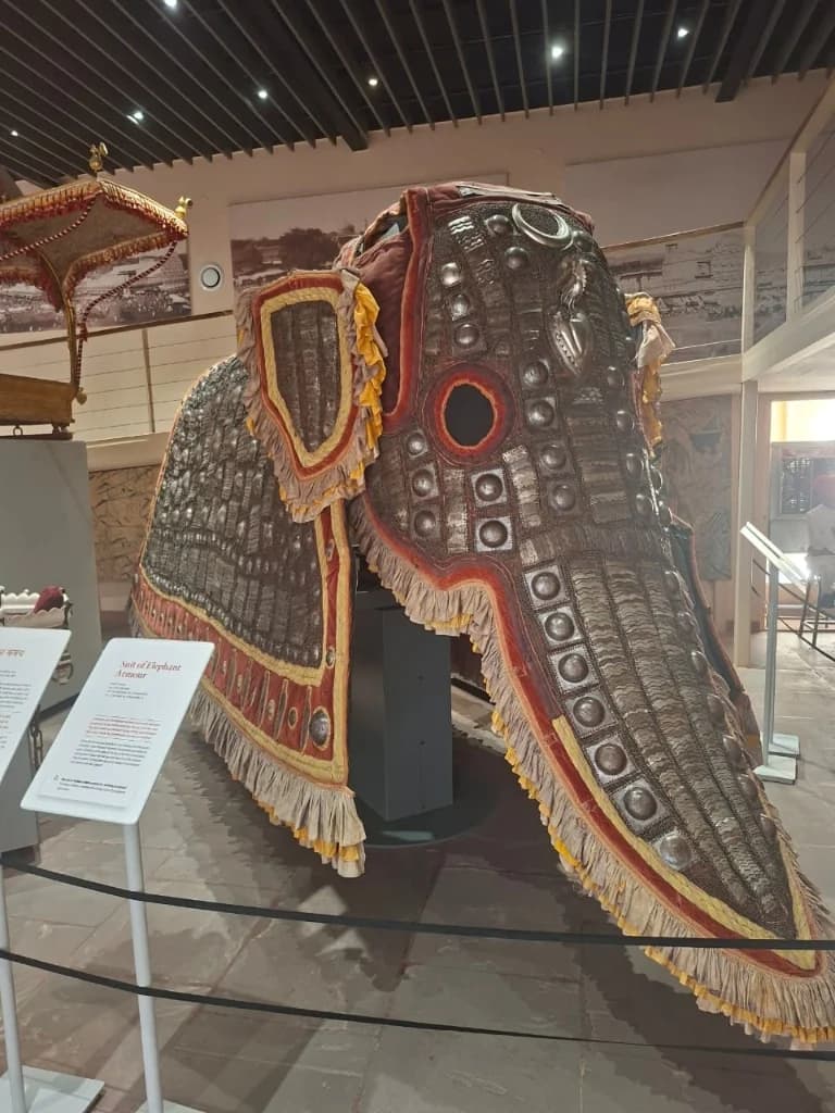 Ceremonial elephant armour on display at the royal residence