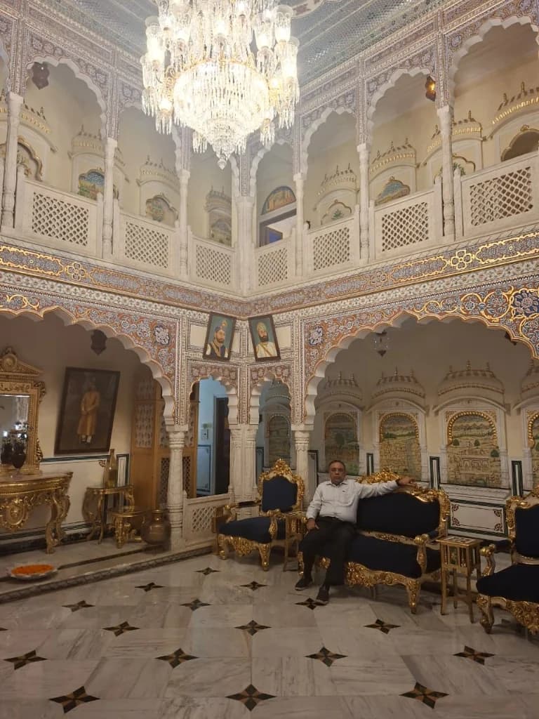 Marble hall within the heritage Shahpura House palace