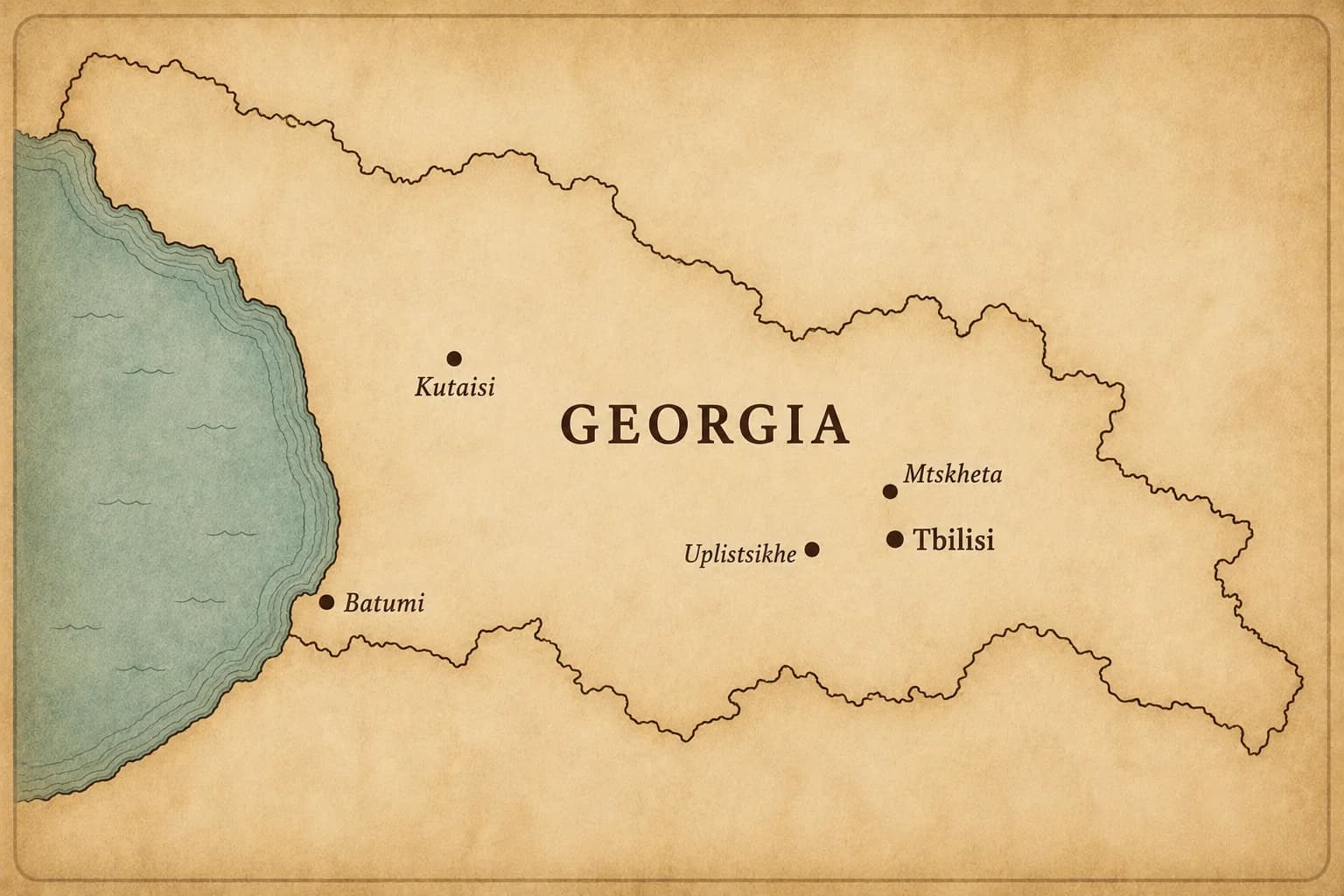 Georgia detail map with destination markers