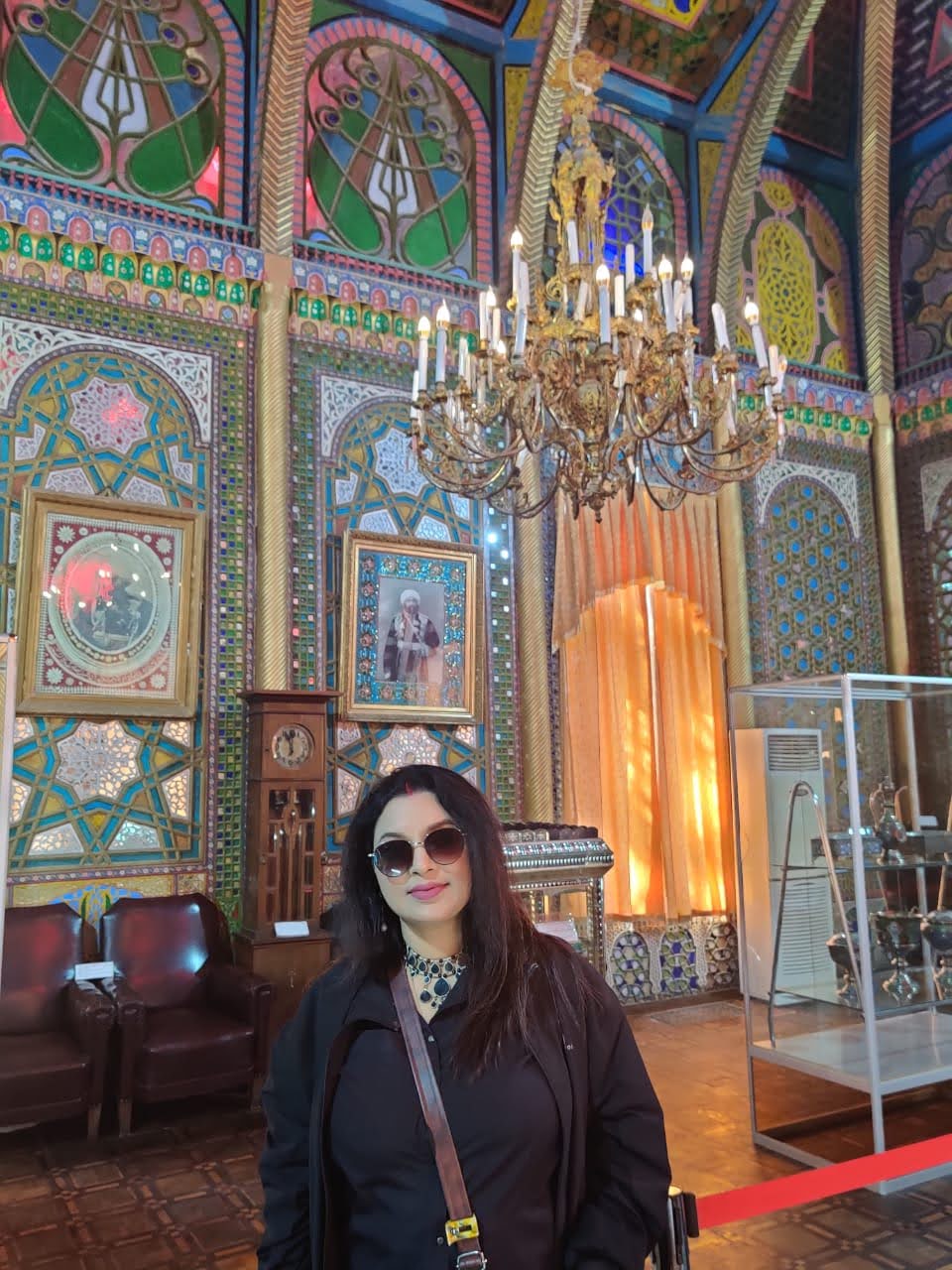 Royal chamber displaying exquisite stucco works and mirrors in the palace