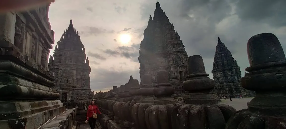 The central compound of Candi Prambanan assembled across the raised platform