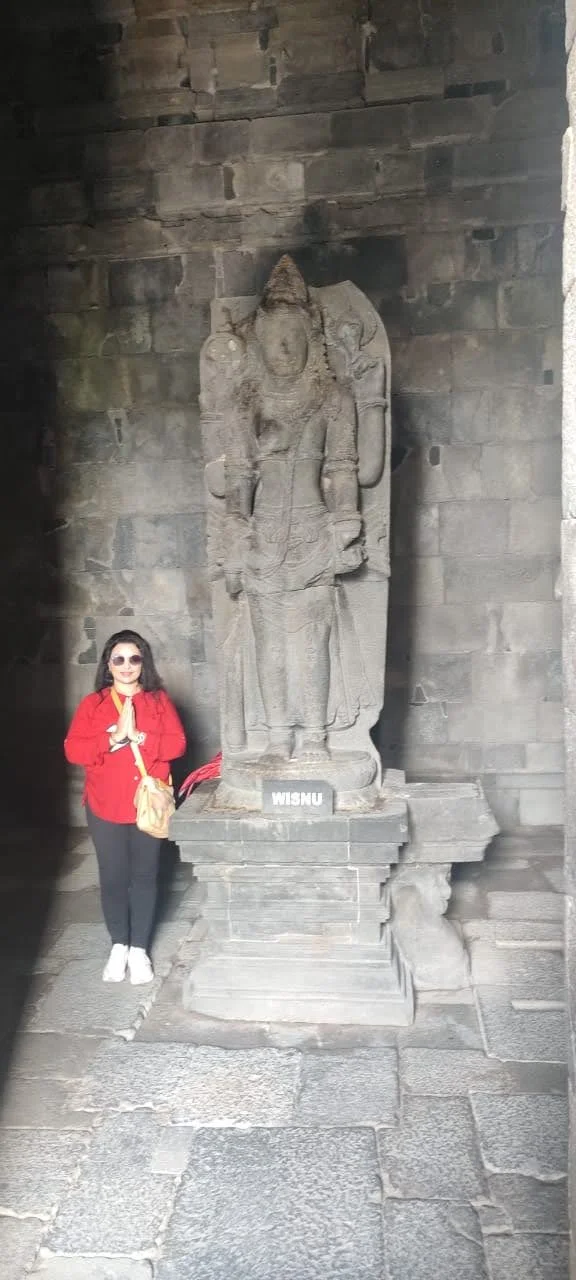 Carved stone sculpture of Lord Shiva at Prambanan temple compound