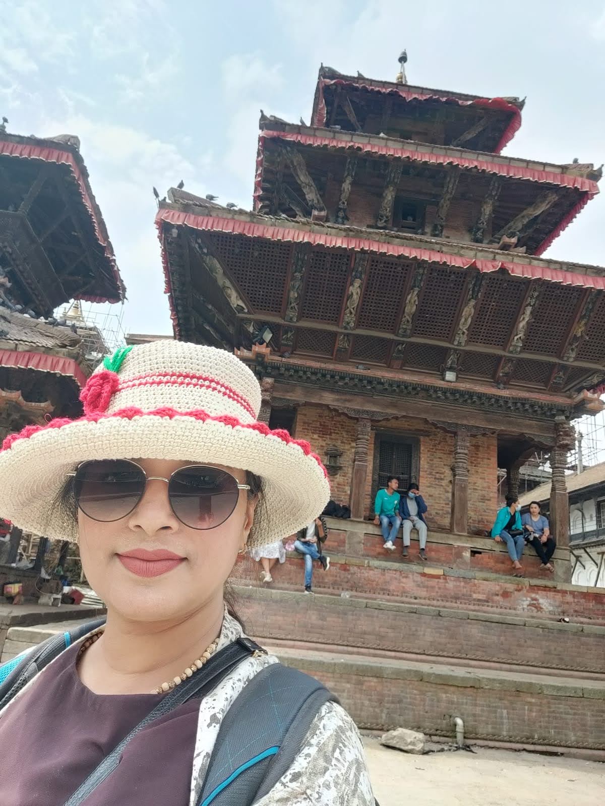 Kathmandu Durbar Square showing traditional multi-tiered pagoda temples and plinths