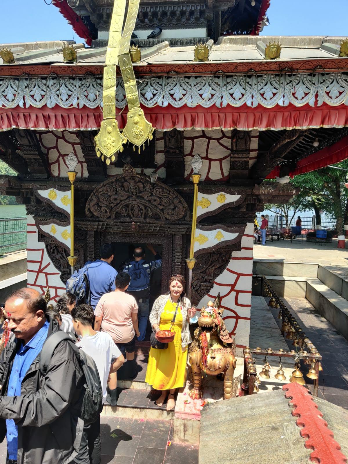 Two-storey pagoda sanctum of Tal Barahi Temple on Phewa Lake island, Pokhara