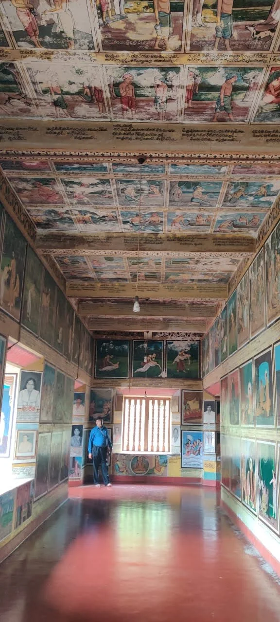 Subterranean storytelling tunnels in Weherahena lined with vibrant Jataka tale murals