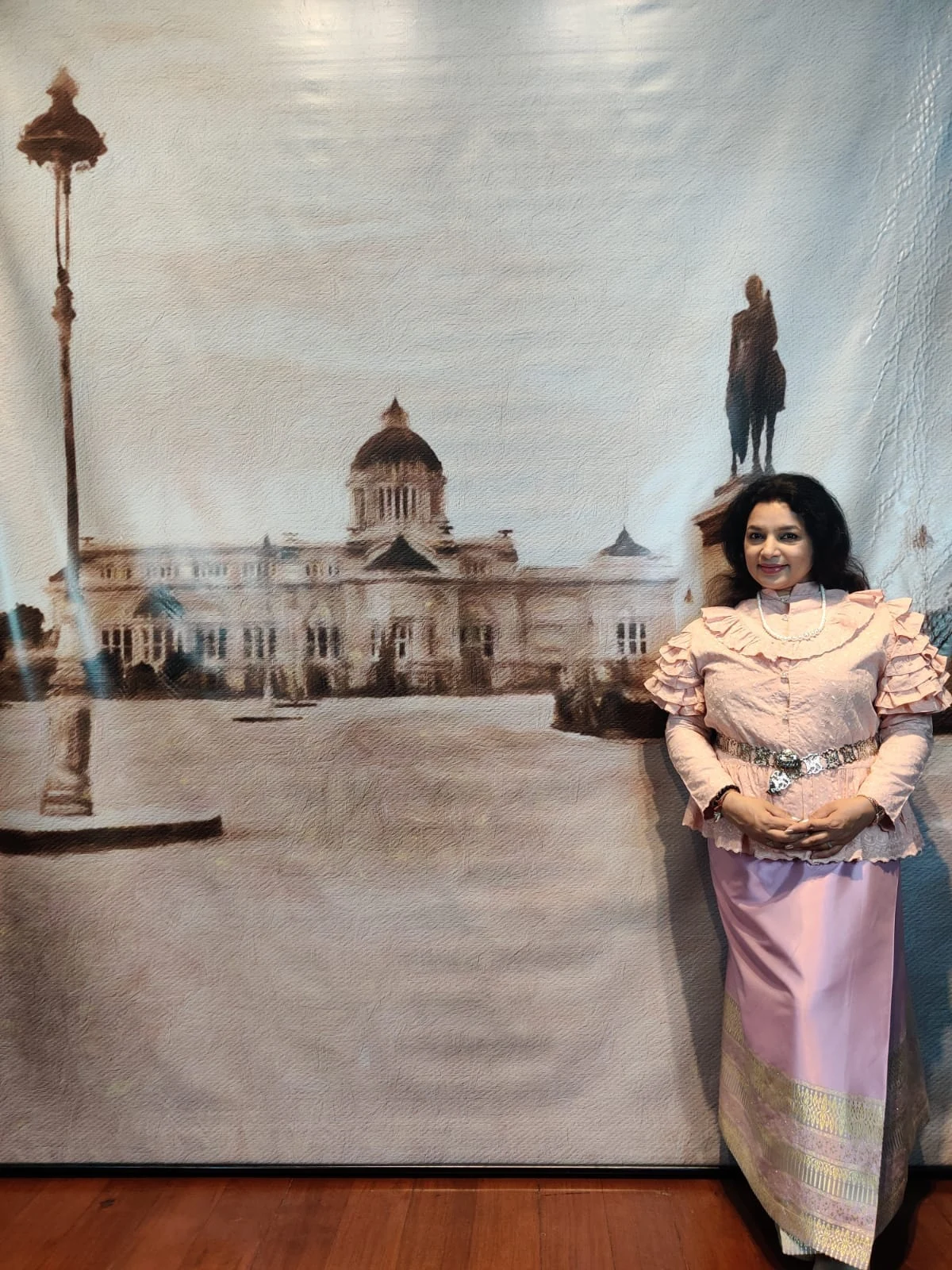 Traditional Thai silk dress worn during cultural ceremonies