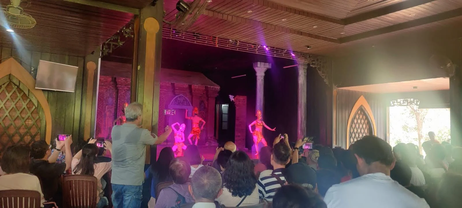 Traditional Cham cultural dance performance on stage at the sanctuary theater