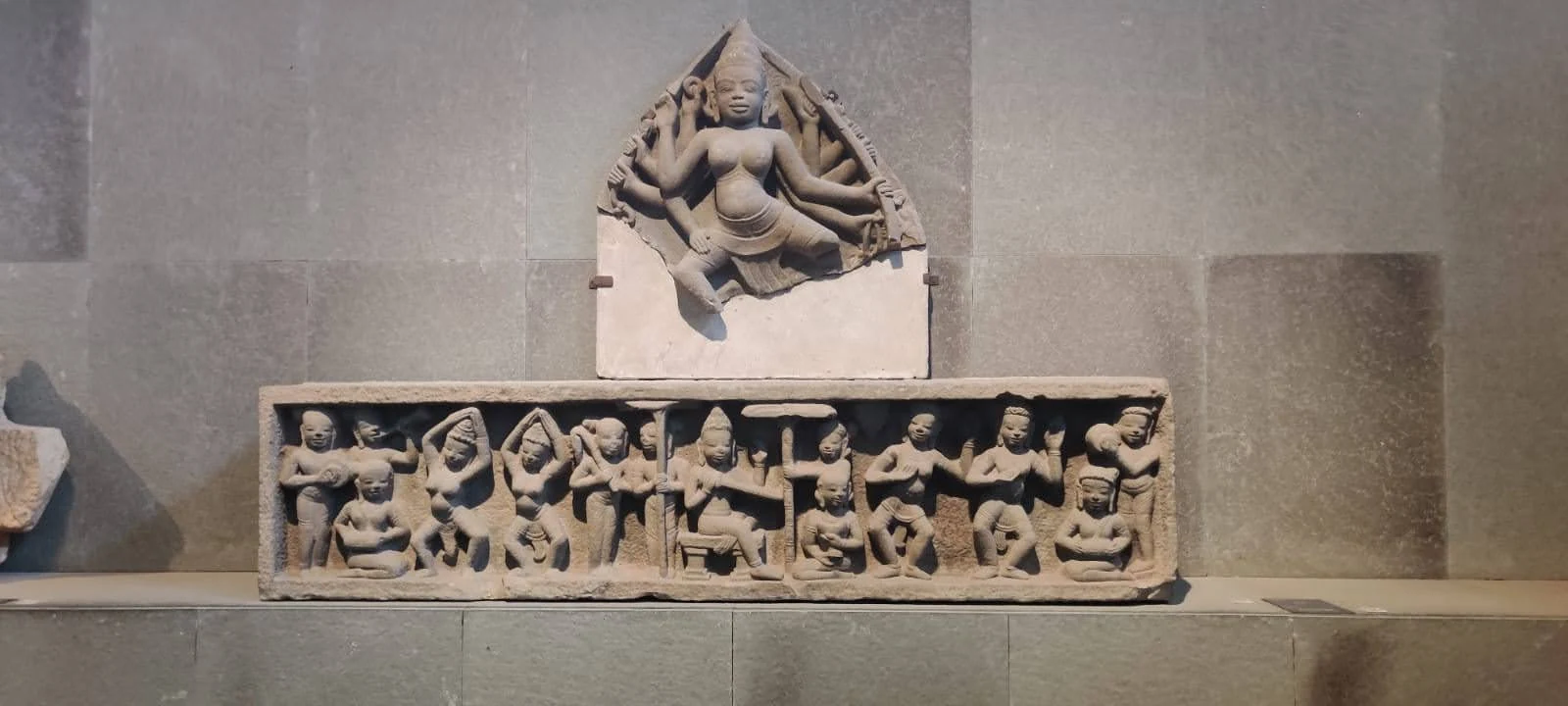 Tra Kieu Altar frieze showing dancing celestial apsaras and musicians
