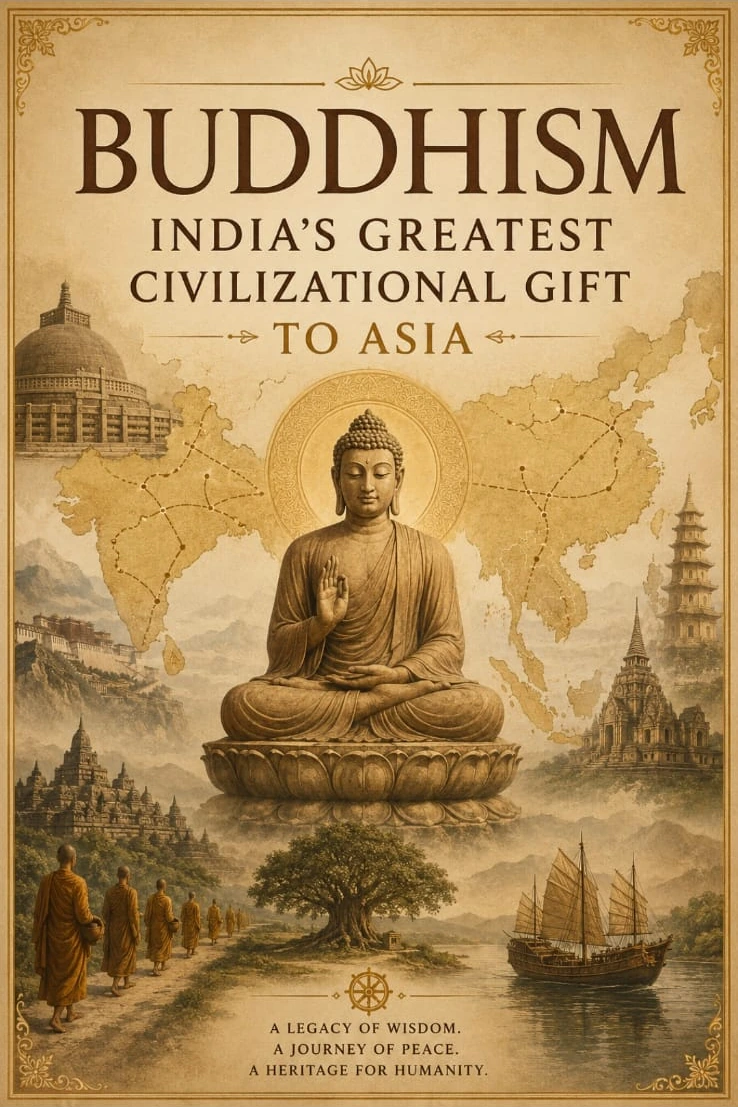 Buddhism: India's Greatest Civilizational Gift to Asia historical map and artwork