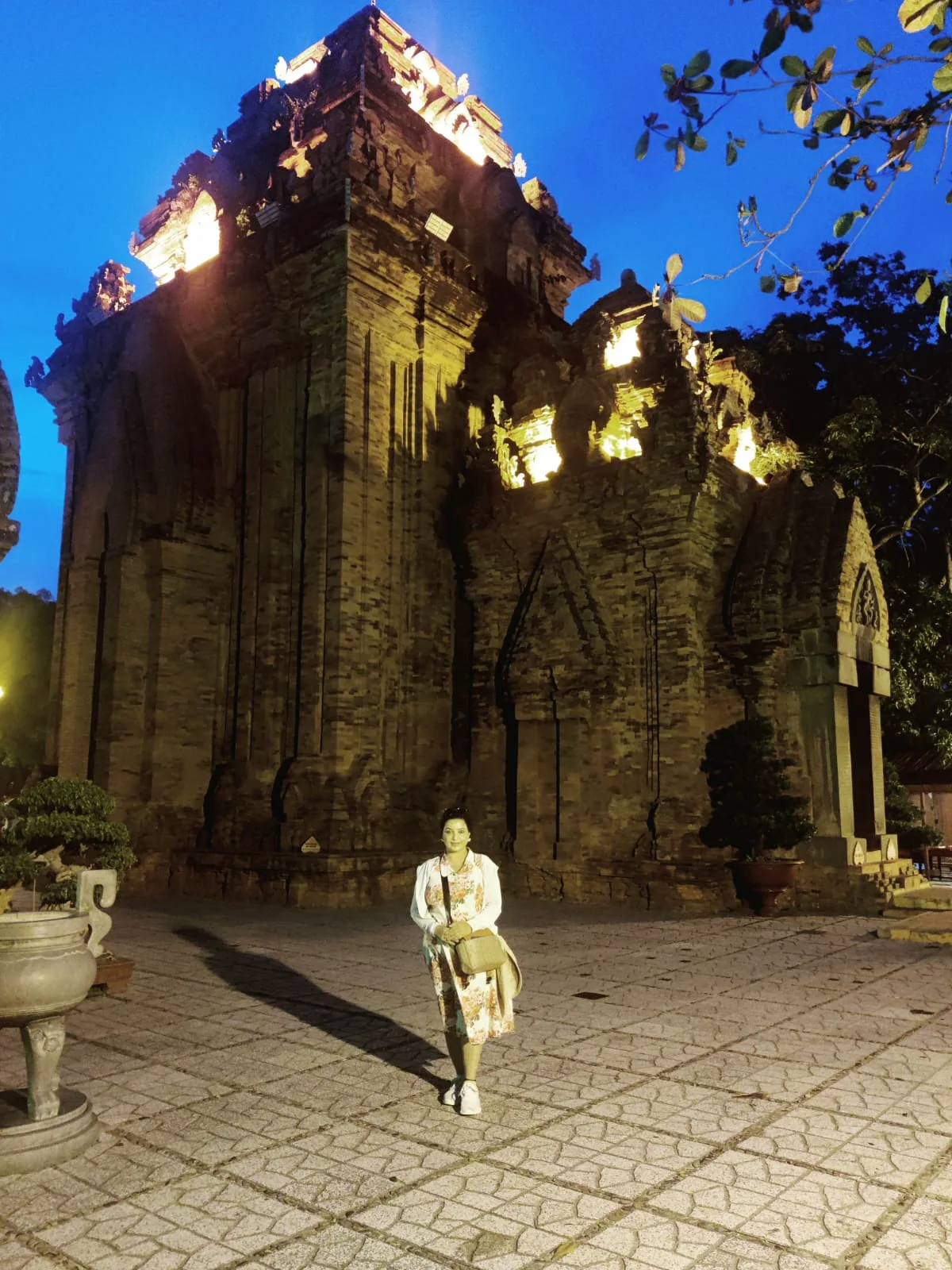 Golden illumination of the Po Nagar main kalan where the dancing Shiva doorway is located