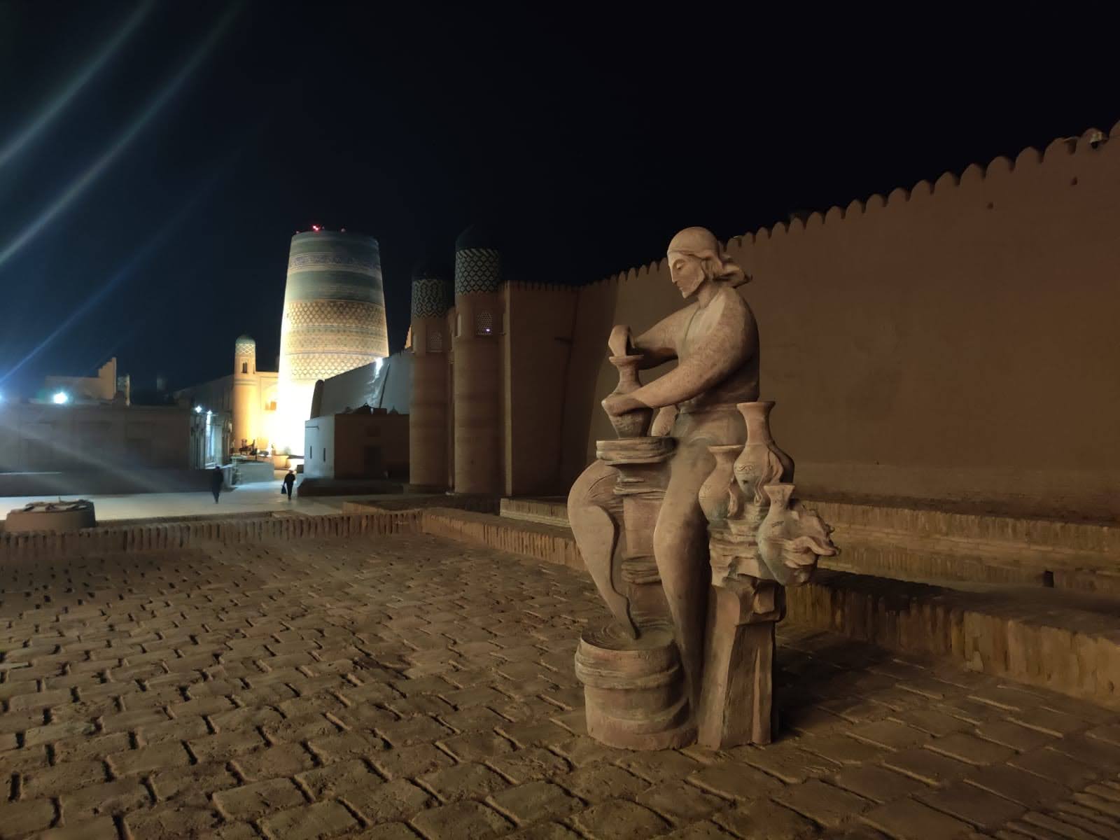 View of Khiva clay streets and minarets