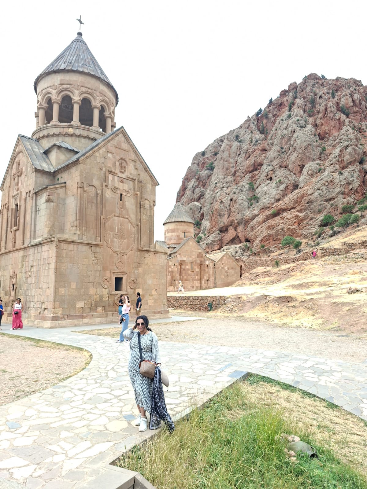 Scenic view of the red rock cliffs surrounding Noravank Monastery, Armenia
