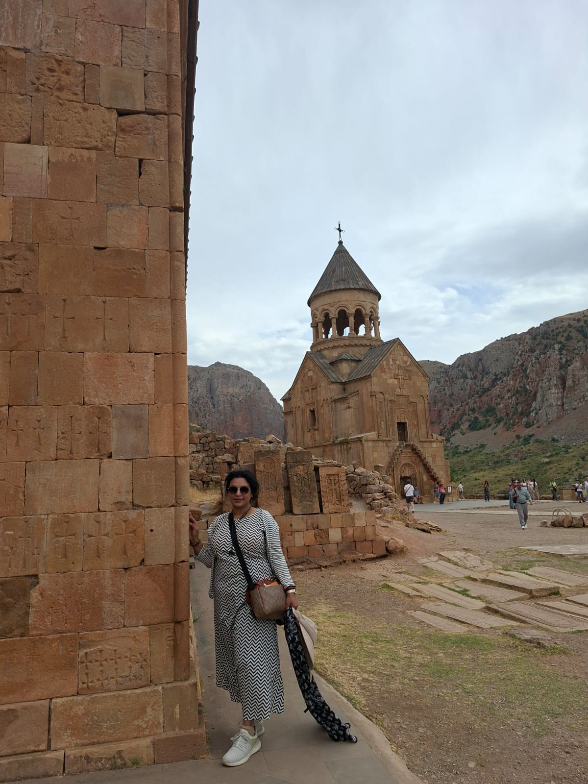 Intricately carved khachkars (cross-stones) at Noravank Sanctuary