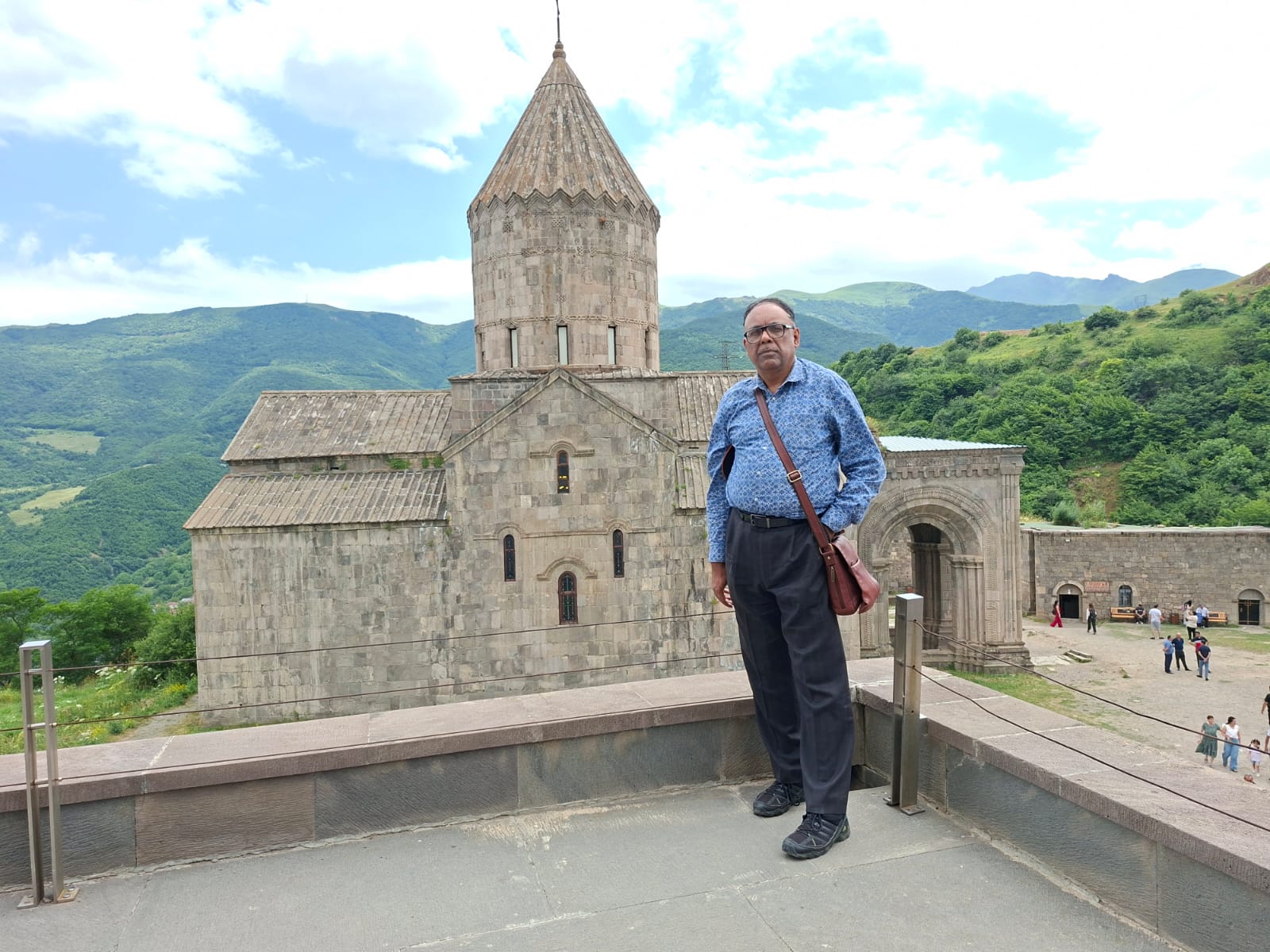 Scenic view of Tatev Monastery and adjacent mountains