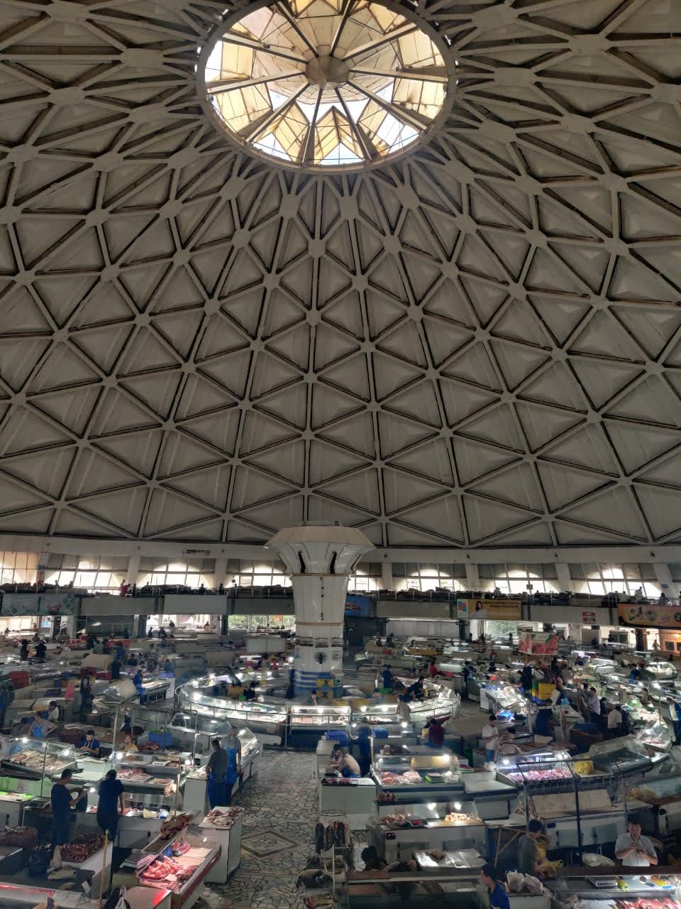 Large blue dome of Chorsu Bazaar dome in Tashkent, Uzbekistan