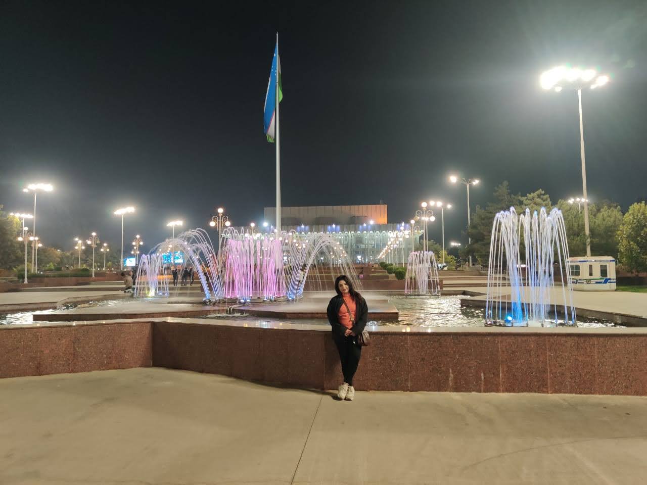 Scenic structures and blue domes of Tashkent parks