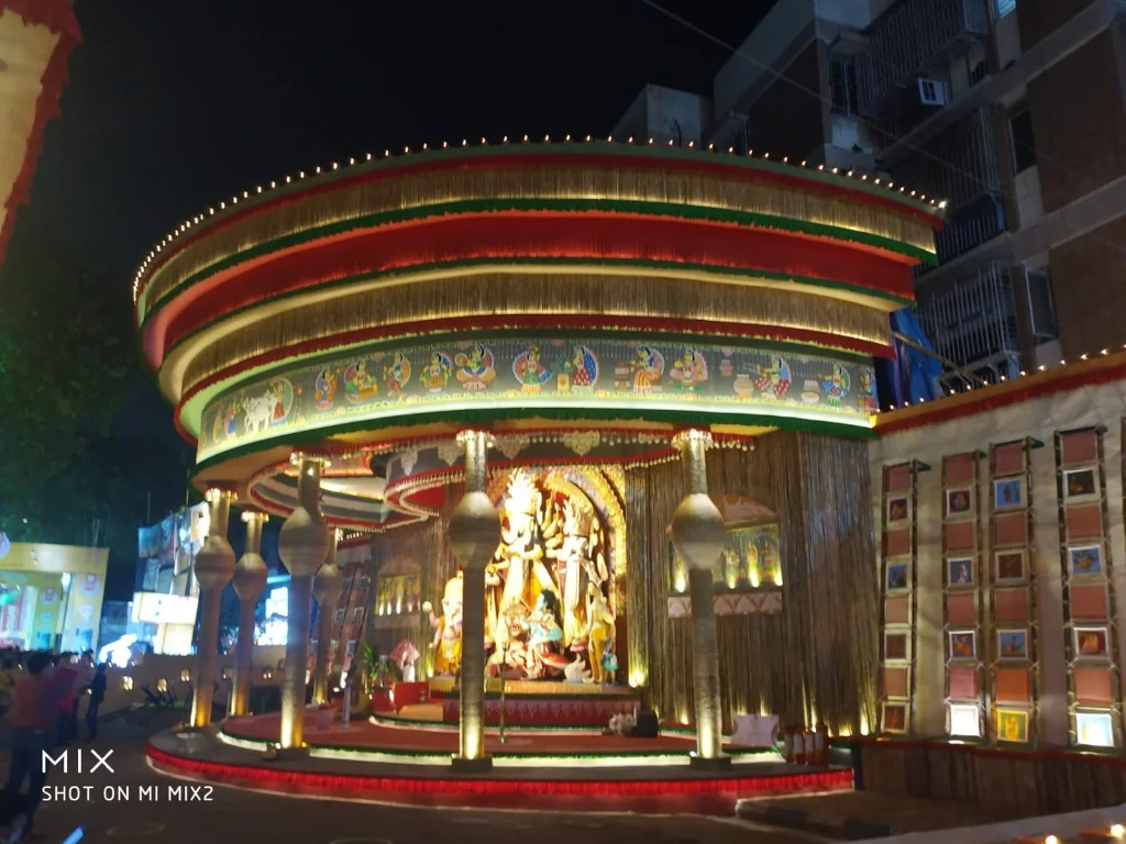 Art from Everyday Objects Circular Exterior Pavilion Durga Puja Pandal Kolkata