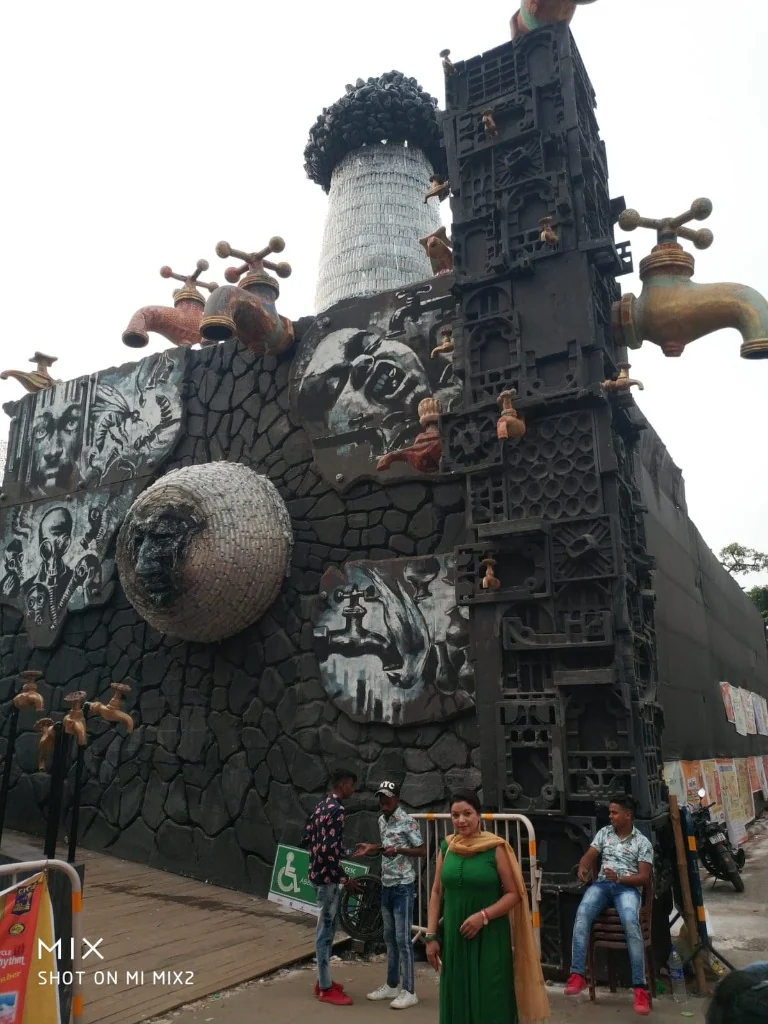 Water Conservation Pandal Exterior Facade with Giant Taps Kolkata