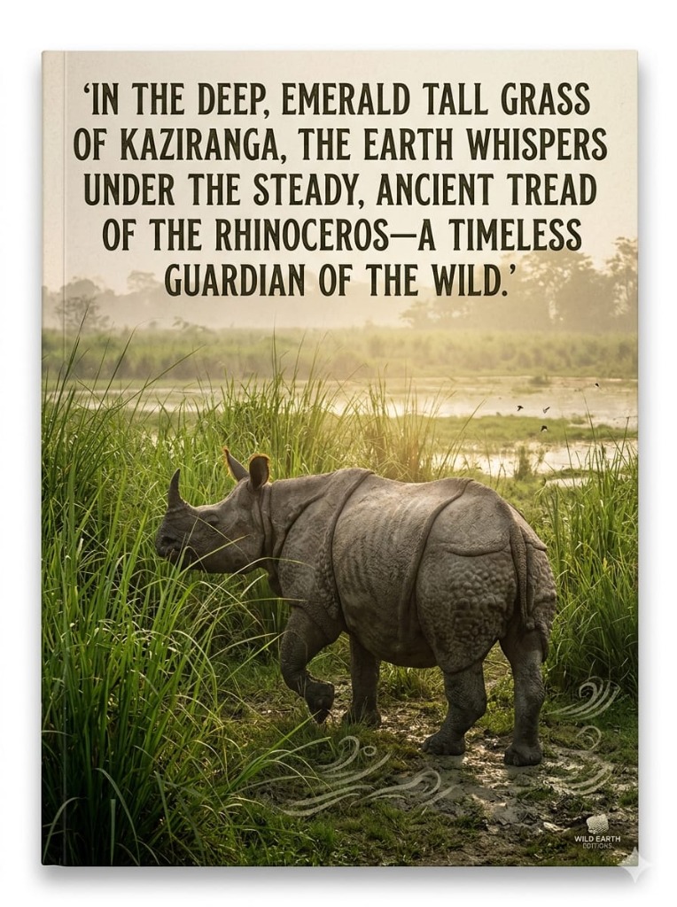 In the deep emerald tall grass of Kaziranga - Timeless guardian of the wild