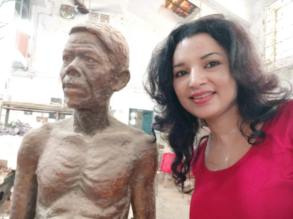 Bronze Bust Sculpture in Studio
