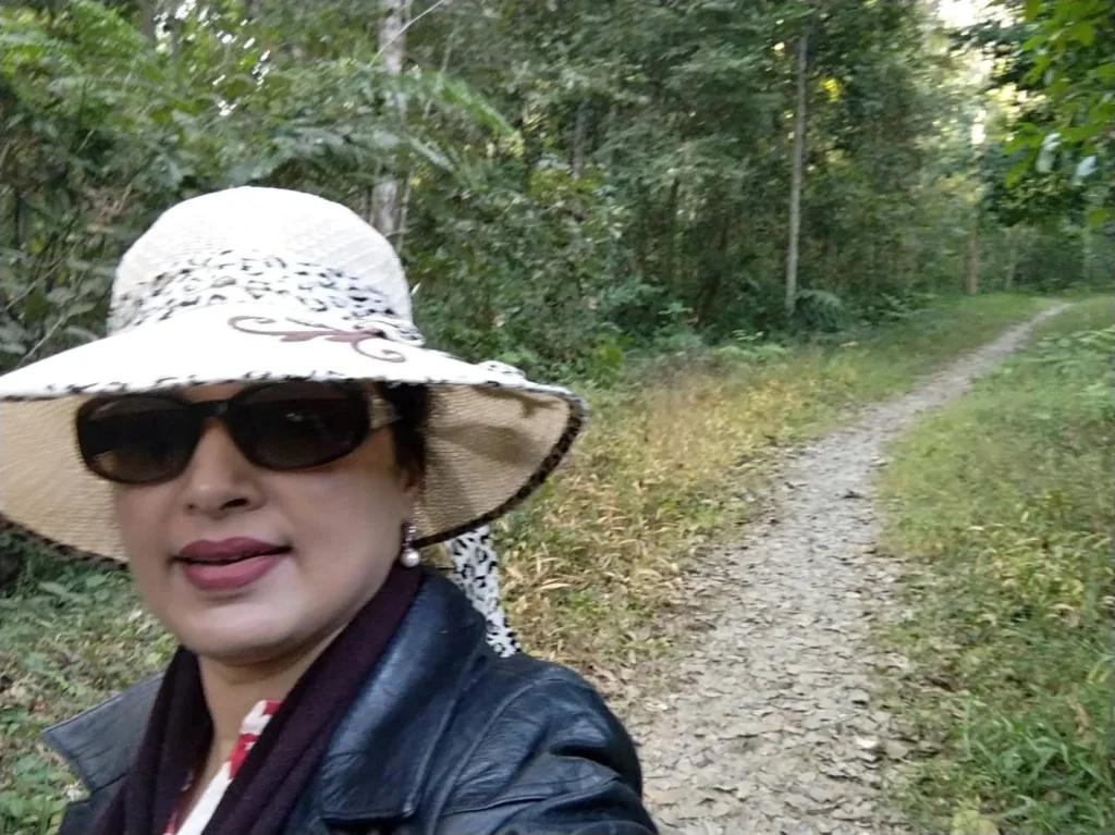 Selfie on the rainforest trail at Hollongapar Gibbon Sanctuary