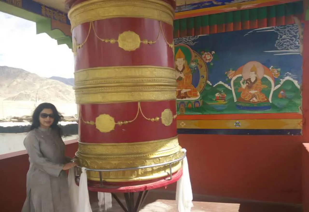 Standing on the terrace of Thiksey Monastery overlooking the Indus Valley