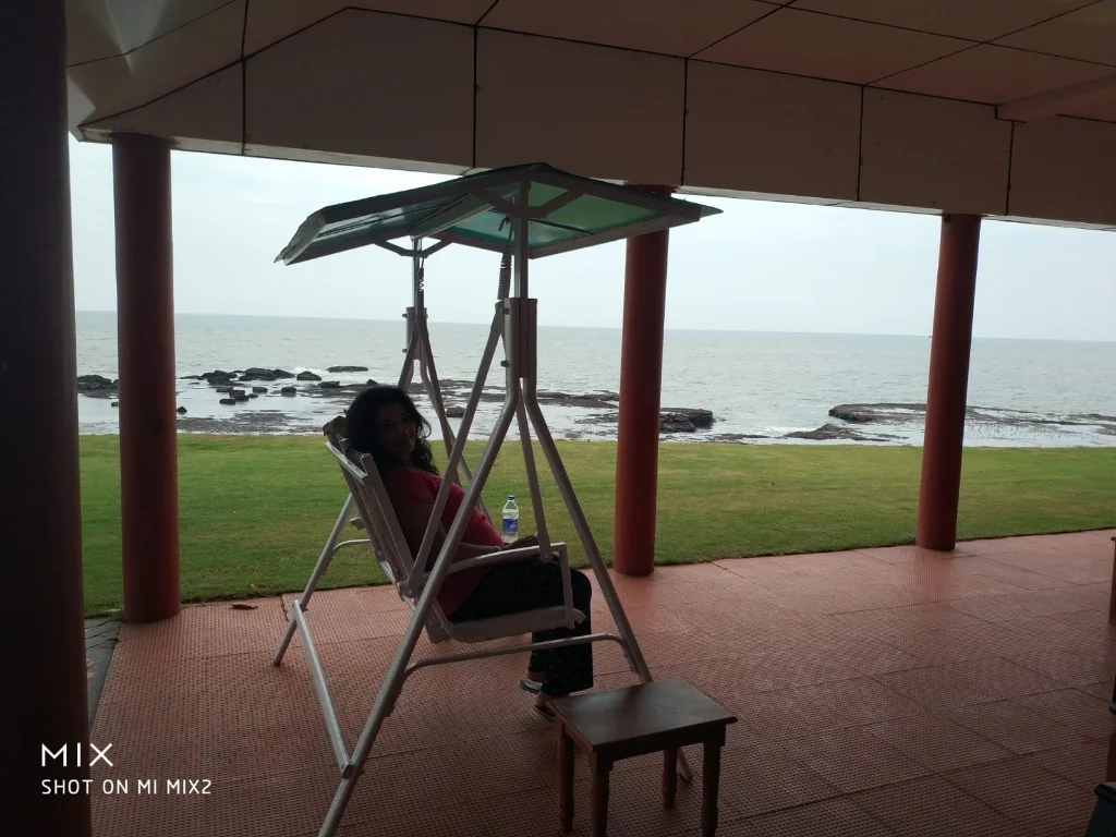 Kannur coastal view from swing looking out over the sea