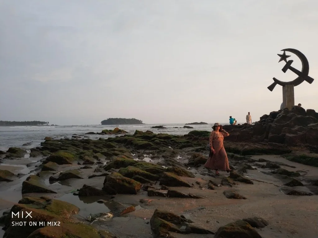 Sickle and Hammer monument at Muzhappilangad Beach in Kannur
