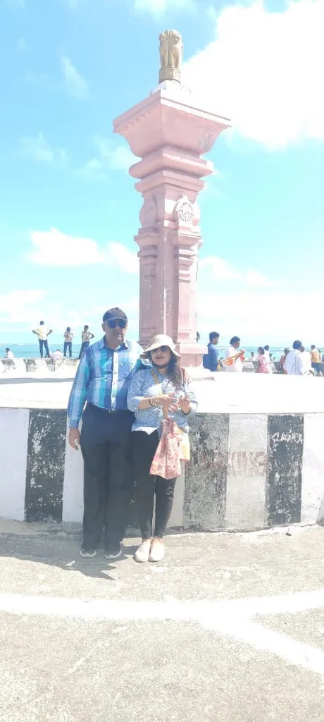 Ashoka Pillar emblem landmark monument at the Arichal Munai Dhanushkodi tip