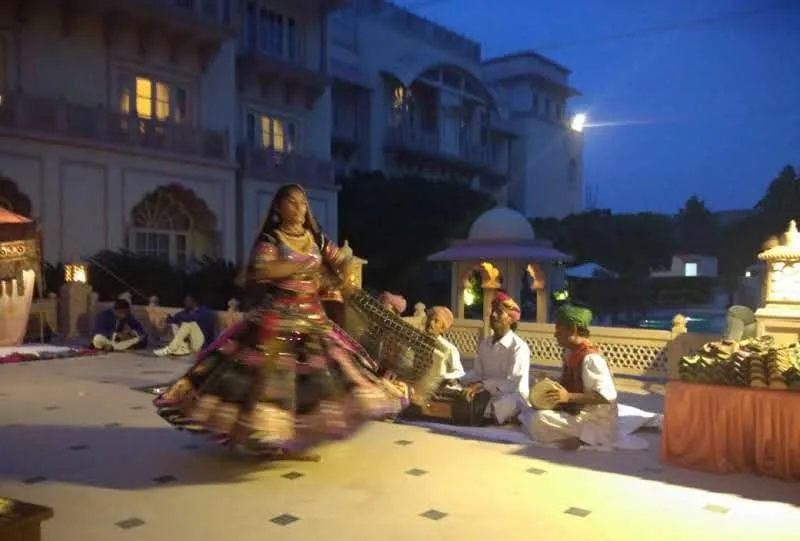 Traditional Rajasthani folk dance performance at Taj Hari Mahal in Jodhpur