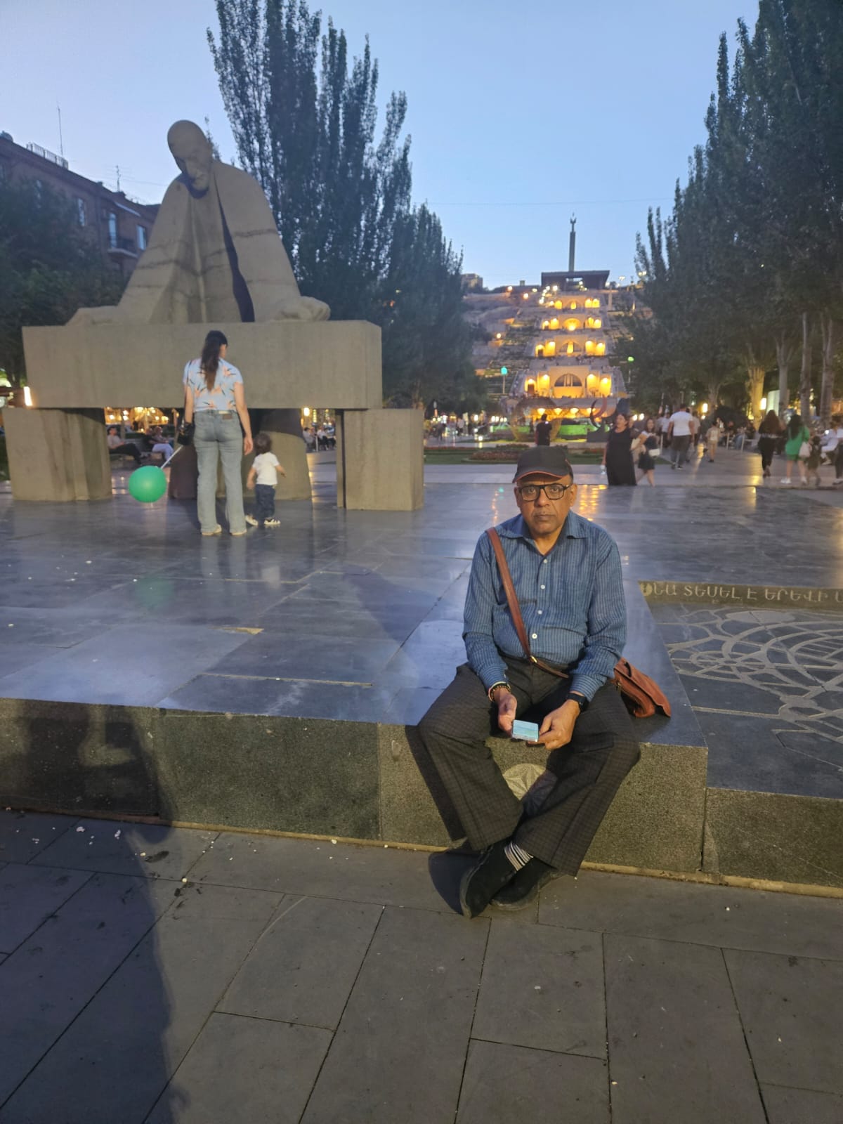 Modern sculptures situated at the base of Yerevan Cascade