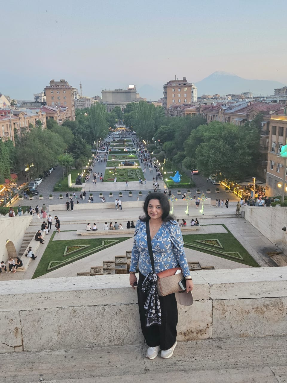 Panoramic view of Yerevan city from the top of the Cascade stairs