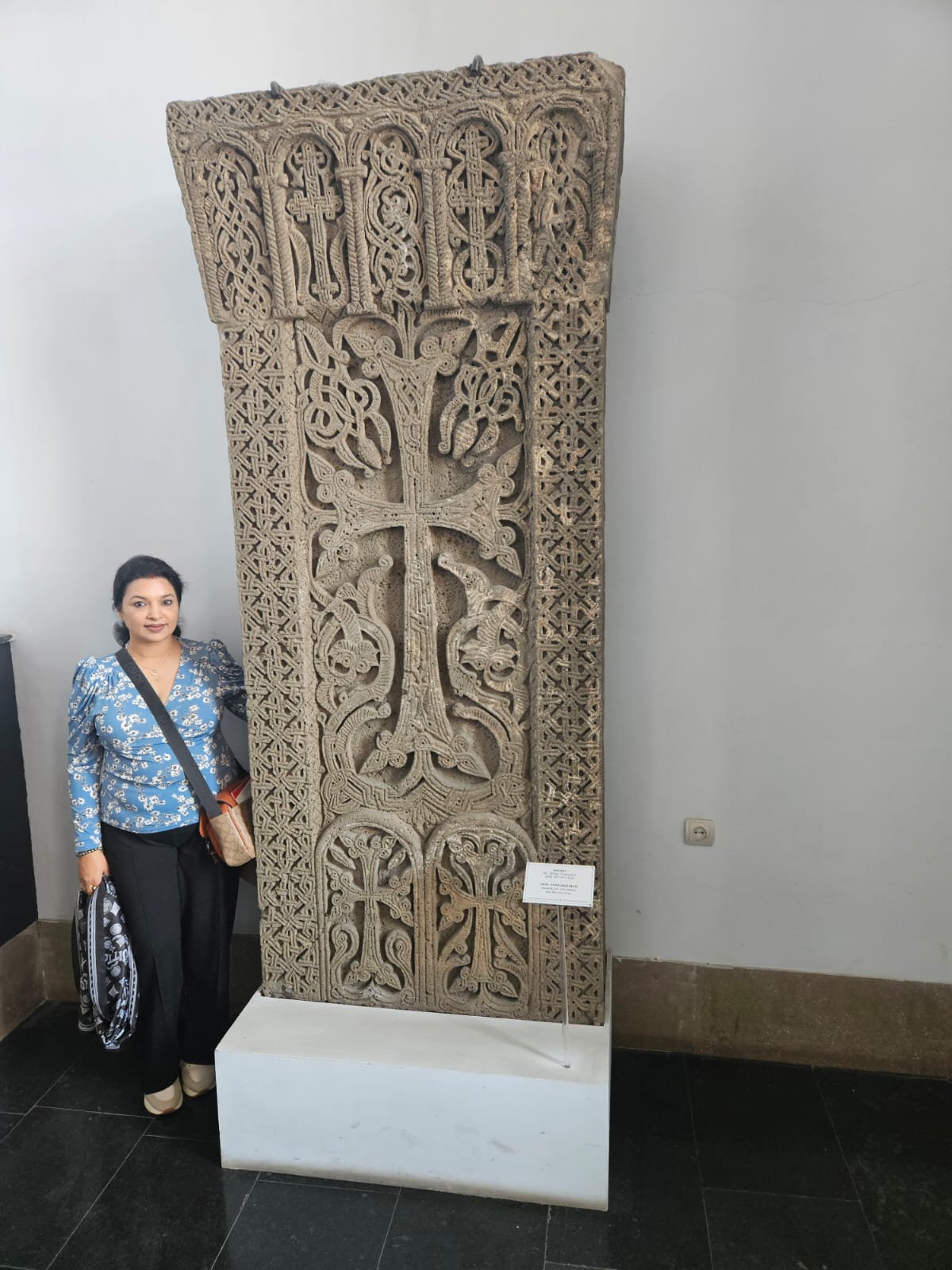 Intricately carved medieval Armenian Khachkar (cross-stone)